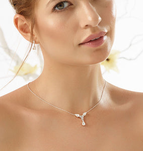Halskette mit Ohrringen mit Strass und Kristallsteinen - Bianco Evento