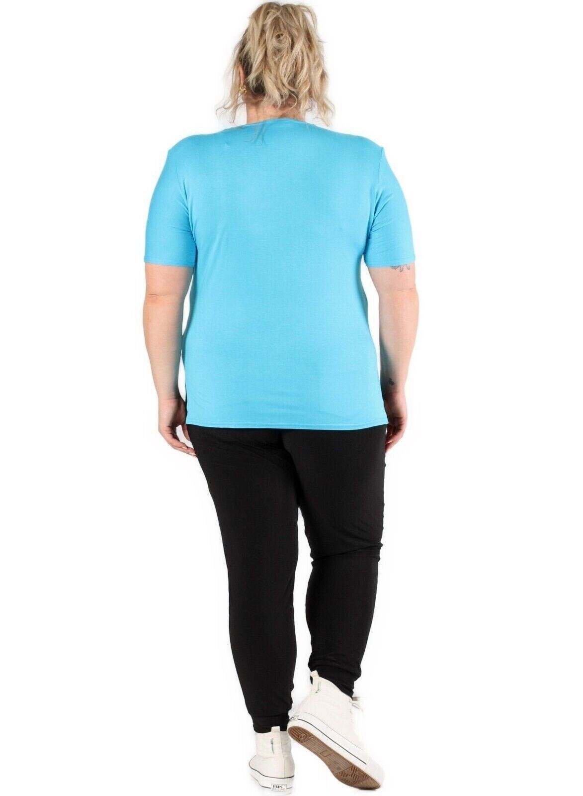 Magna - Damen Shirt Tunika - Basic Shirt Lagenlook - Türkis - 48/50