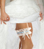 Lade das Bild in den Galerie-Viewer, Strumpfband Brautkleid Hochzeit- bis XXl - Creme/Blau /Weiß - Braut - Made in EU
